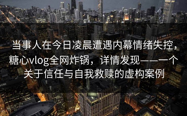 当事人在今日凌晨遭遇内幕情绪失控，糖心vlog全网炸锅，详情发现——一个关于信任与自我救赎的虚构案例