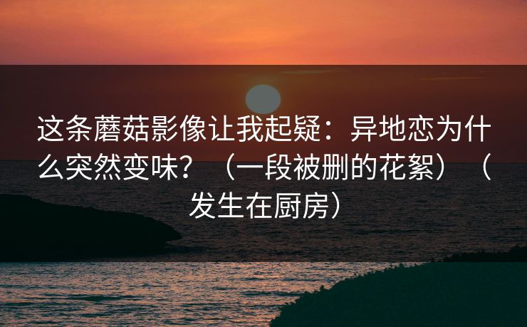 这条蘑菇影像让我起疑：异地恋为什么突然变味？（一段被删的花絮）（发生在厨房）