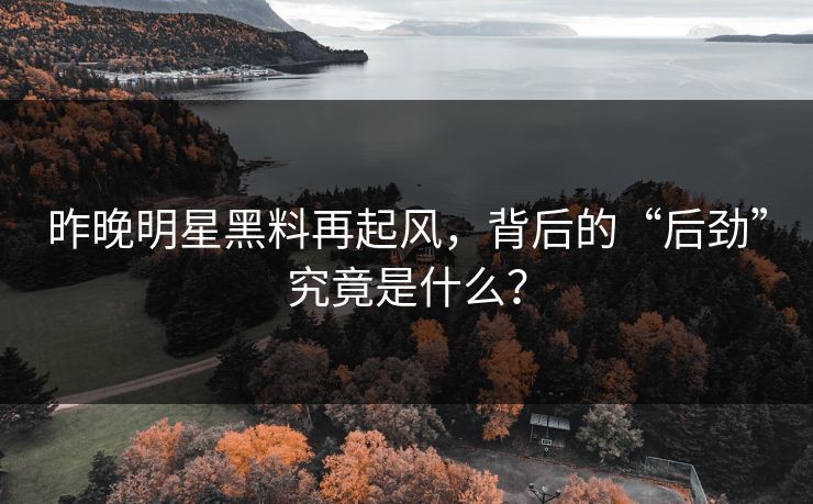 昨晚明星黑料再起风，背后的“后劲”究竟是什么？
